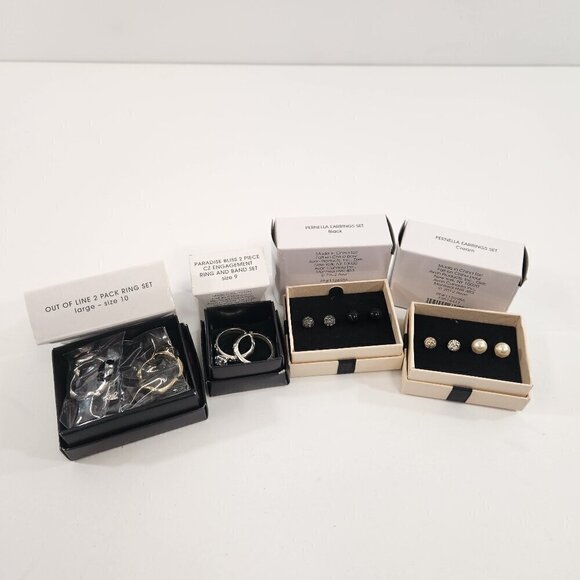 Avon Jewelry - Avon Earrings / Ring Bundle Pernella Studs Out of Line Engagement Band CZ